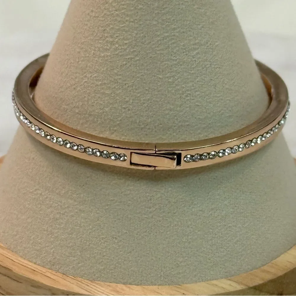 Kate Spade Rose Gold Ring It Up Pave Bangle Hinged Bracelet - Picture 4 of 7